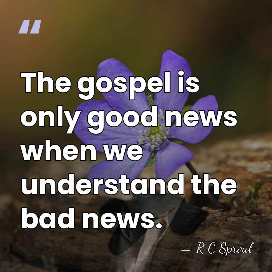The gospel is only good news when we understand the bad news. - R C Sproul