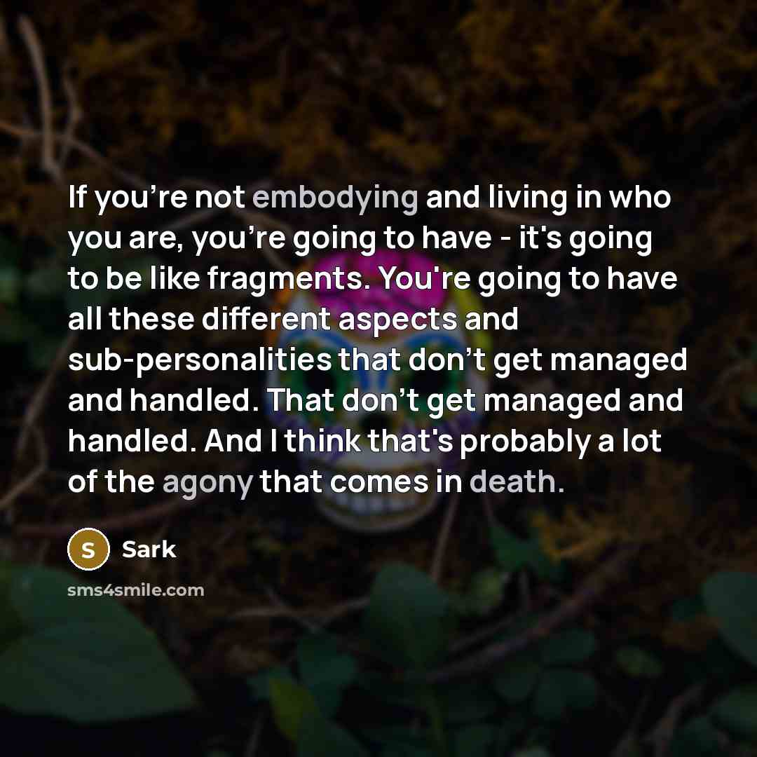 “If you're not embodying and living in who you are,…” quote by Sark