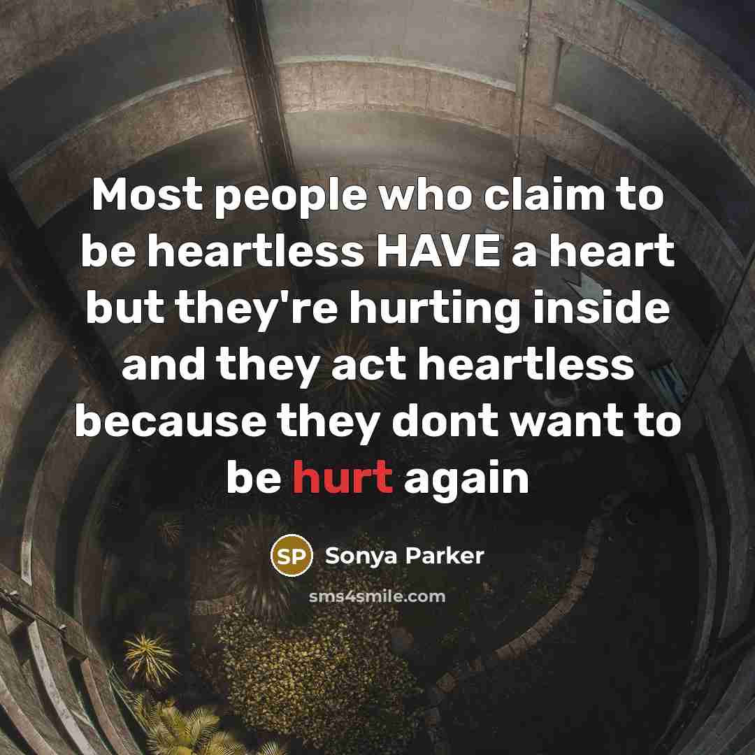 “Most people who claim to be heartless HAVE a heart…” quote by SONYA PARKER
