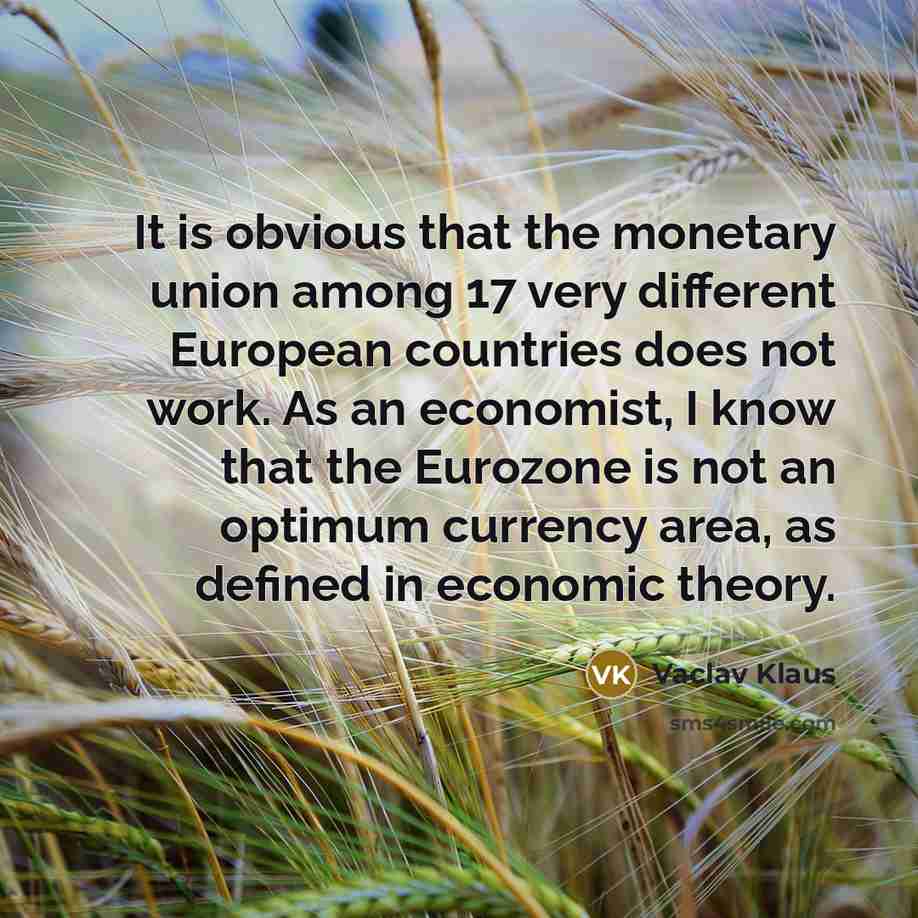 “It is obvious that the monetary union among 17 very…” quote by Vaclav Klaus