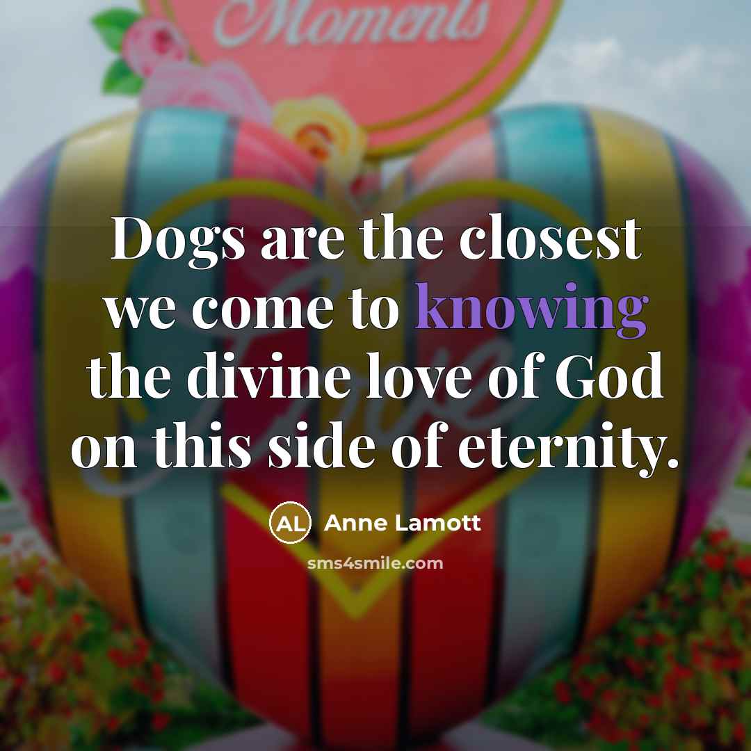 “Dogs are the closest we come to knowing the divine…” quote by Anne Lamott