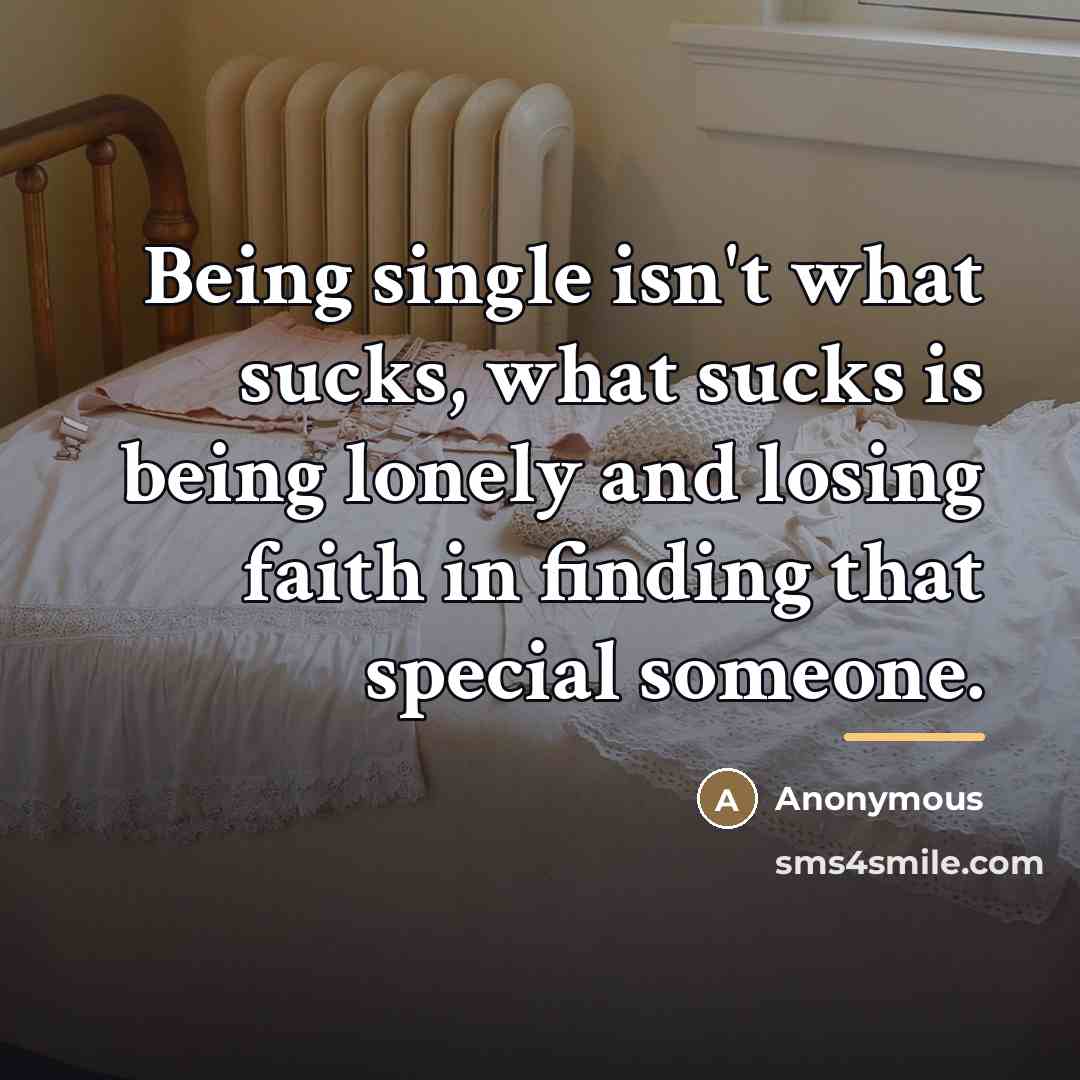 “Being single isn't what sucks, what sucks is being lonely…” quote by Anonymous