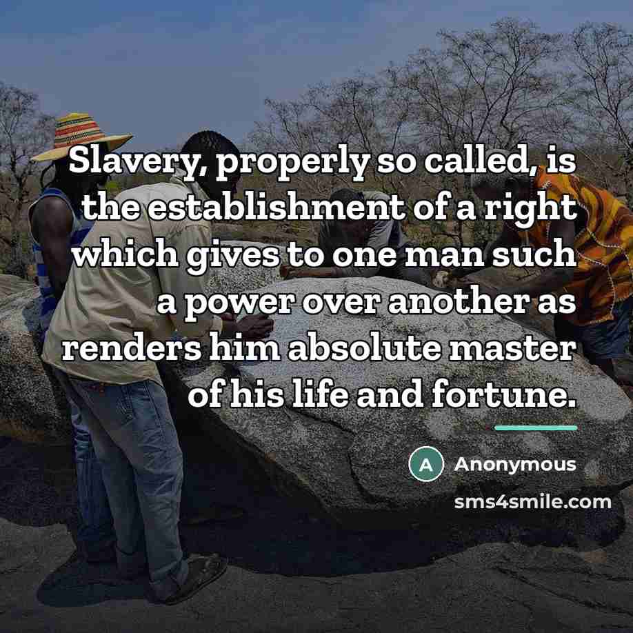 “Slavery, properly so called, is the establishment of a right…” quote by Anonymous