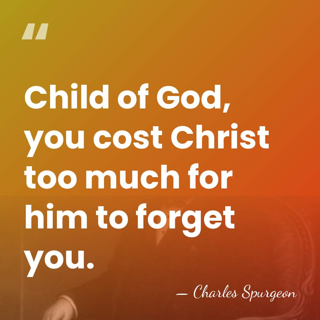 Child of God, you cost Christ too much for him to forget&hellip; - Charles Spurgeon