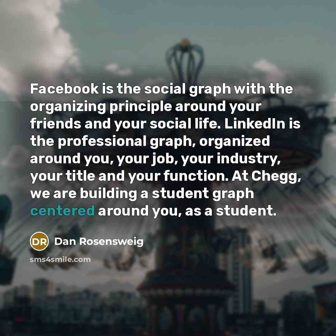 “Facebook is the social graph with the organizing principle around…” quote by Dan Rosensweig