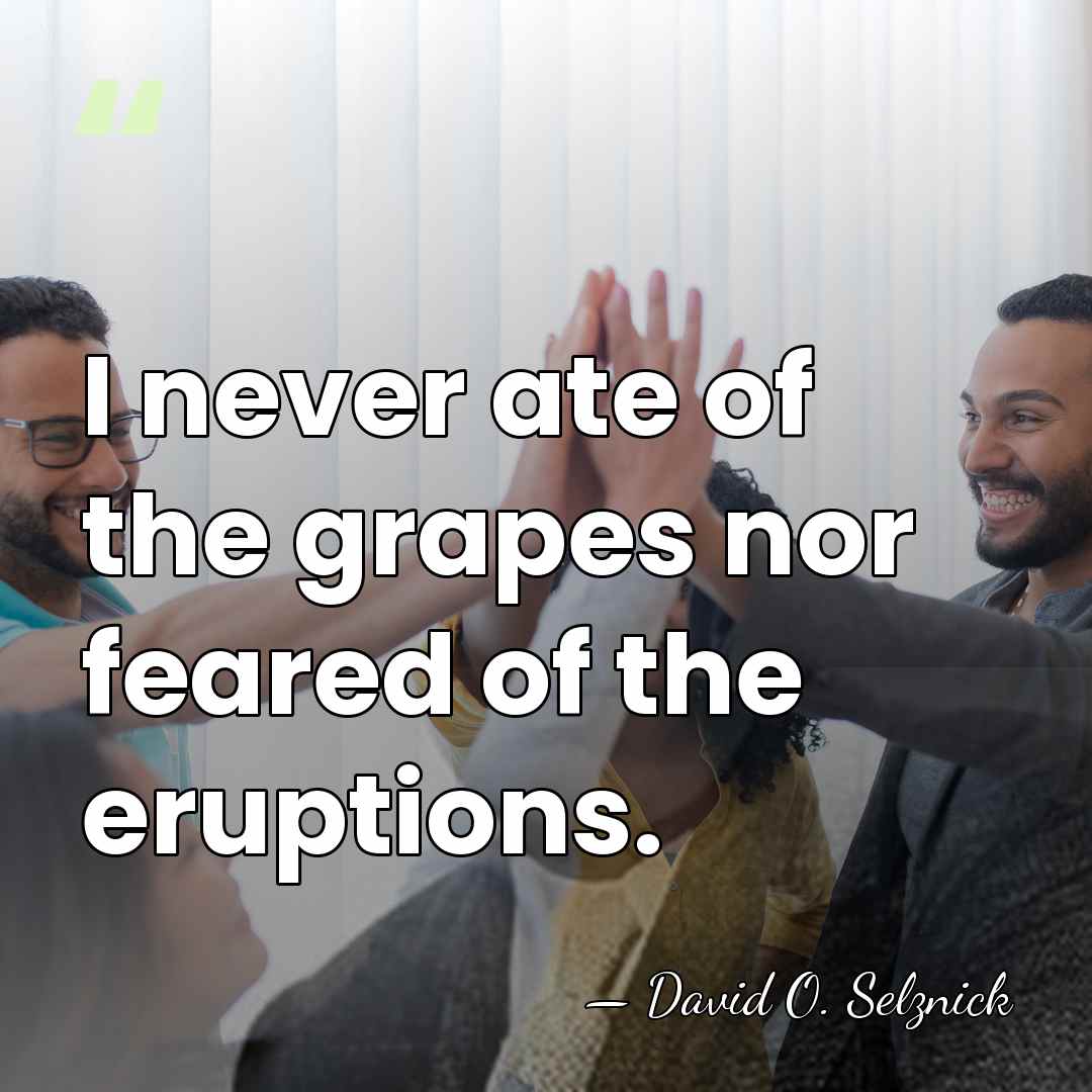 I never ate of the grapes nor feared of the eruptions. - David O. Selznick