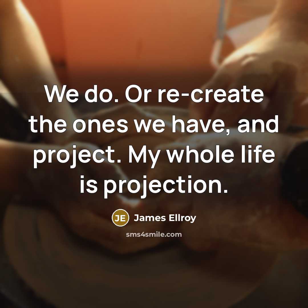 “We do. Or re-create the ones we have, and project. My whole life is projection.” quote by James Ellroy