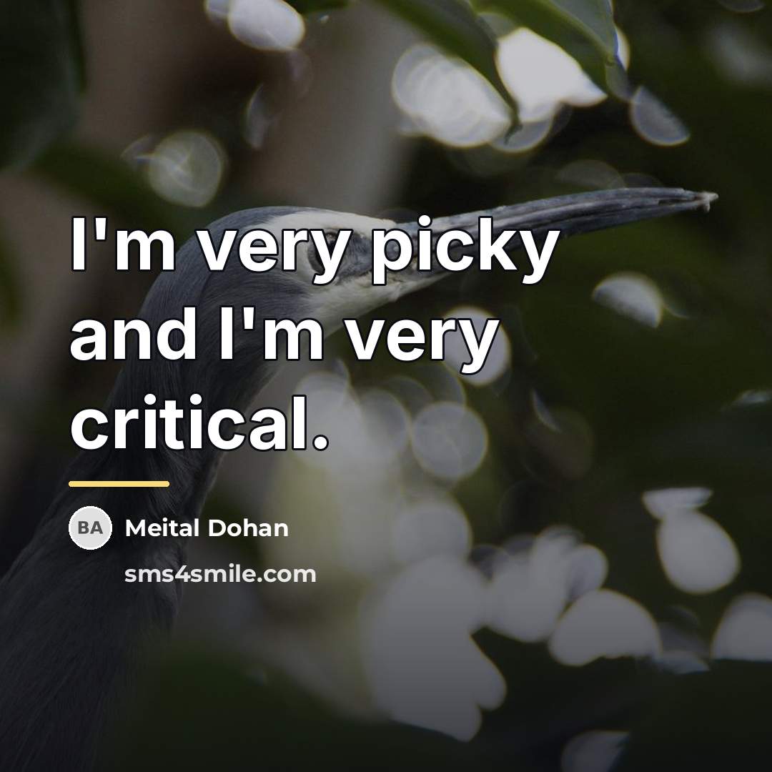 “I'm very picky and I'm very critical.…” quote by Meital Dohan