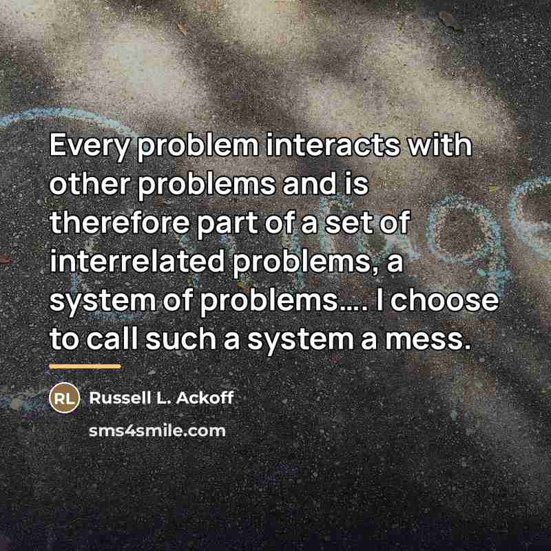 “Every problem interacts with other problems and is therefore part…” quote by Russell L. Ackoff