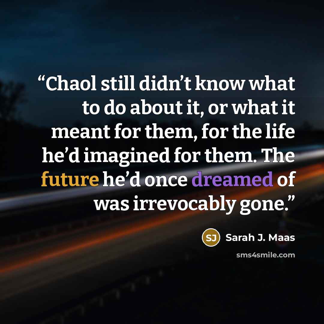 “Chaol still didn’t know what to do about it, or what it meant for them, for the life he’d imagined for them. The future he’d once dreamed of was irrevocably gone.” quote by Sarah J. Maas