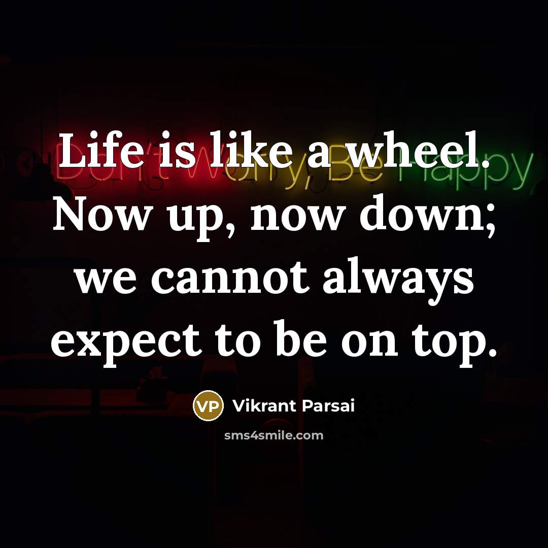 “Life is like a wheel. Now up, now down; we…” quote by Vikrant Parsai