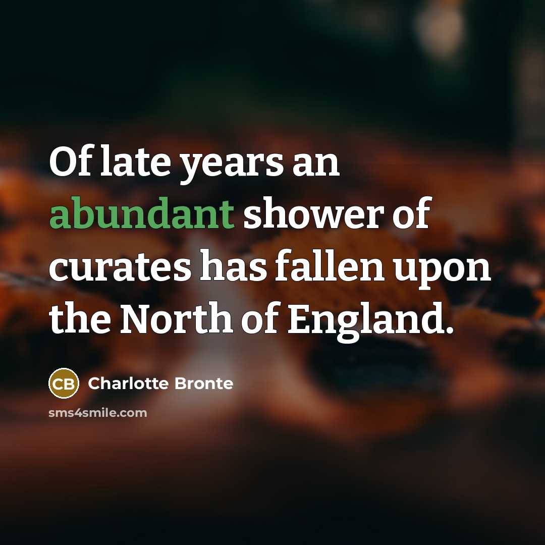 “Of late years an abundant shower of curates has fallen…” quote by Charlotte Bronte