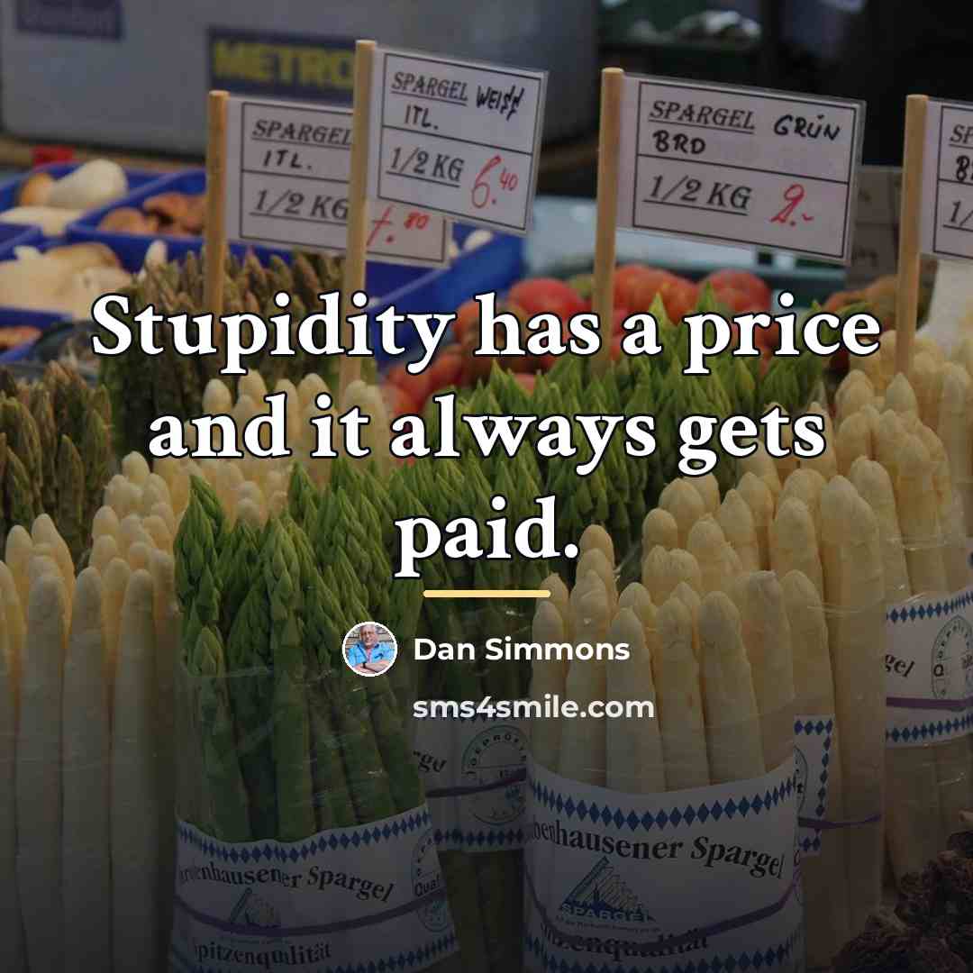 “Stupidity has a price and it always gets paid.…” quote by Dan Simmons