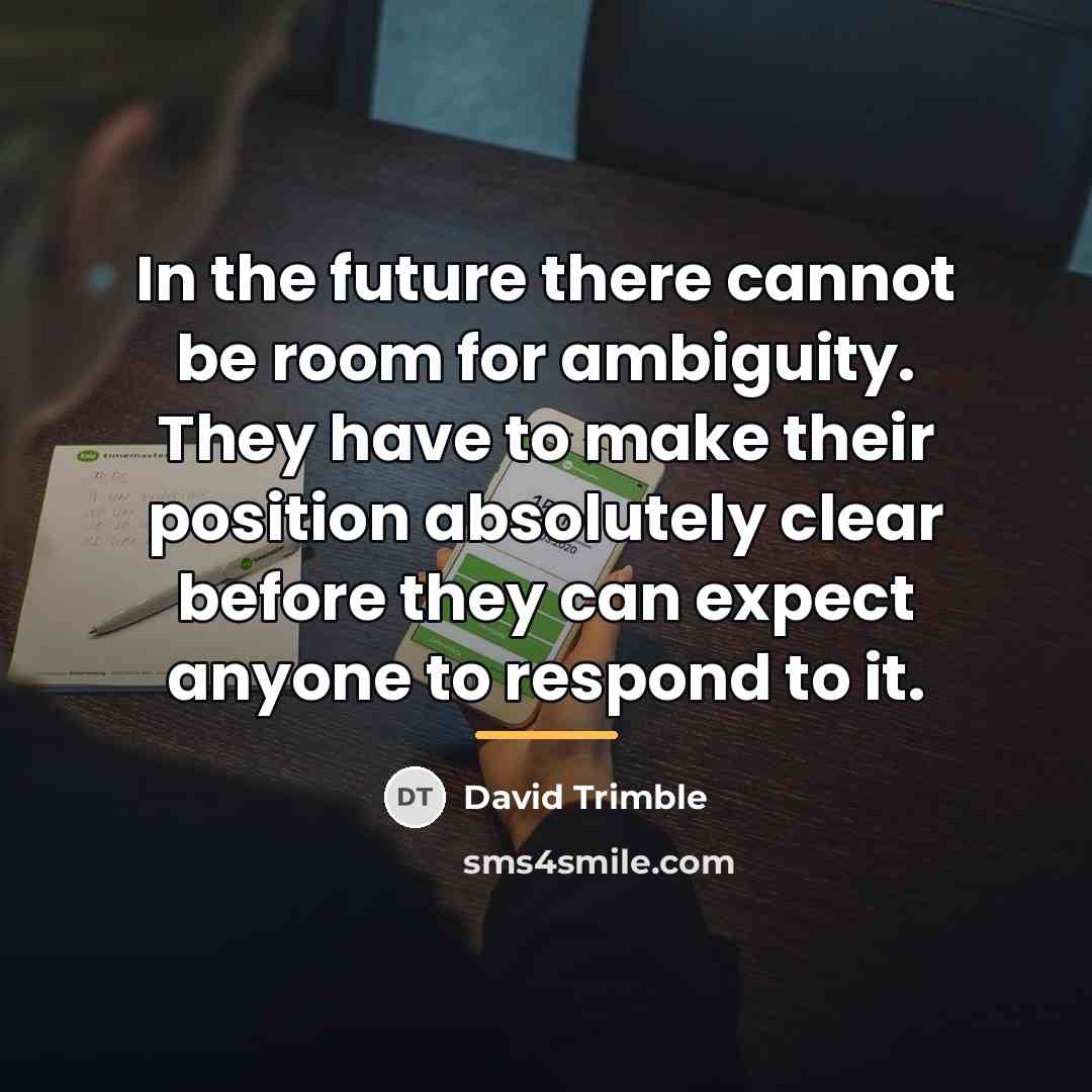 “In the future there cannot be room for ambiguity. They…” quote by David Trimble