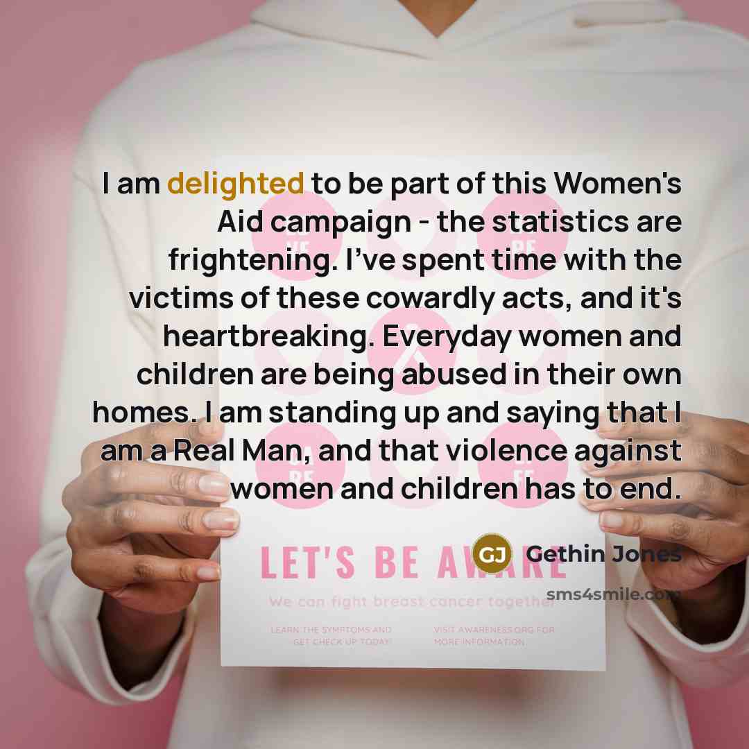 “I am delighted to be part of this Women's Aid…” quote by Gethin Jones