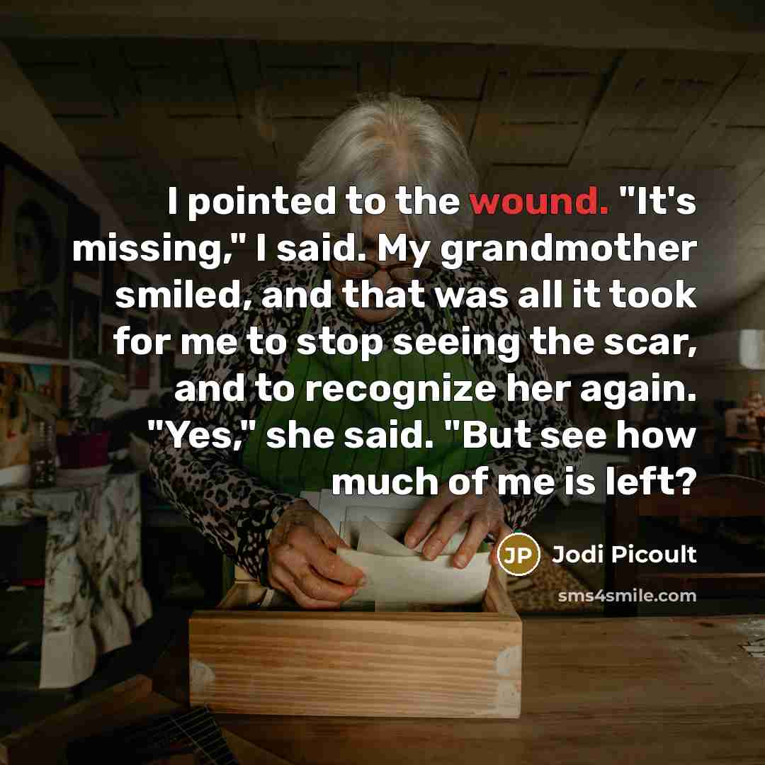 “I pointed to the wound. "It's missing," I said. My…” quote by Jodi Picoult