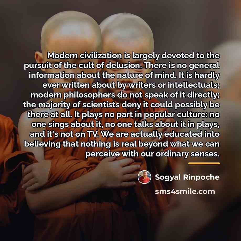 “Modern civilization is largely devoted to the pursuit of the…” quote by Sogyal Rinpoche