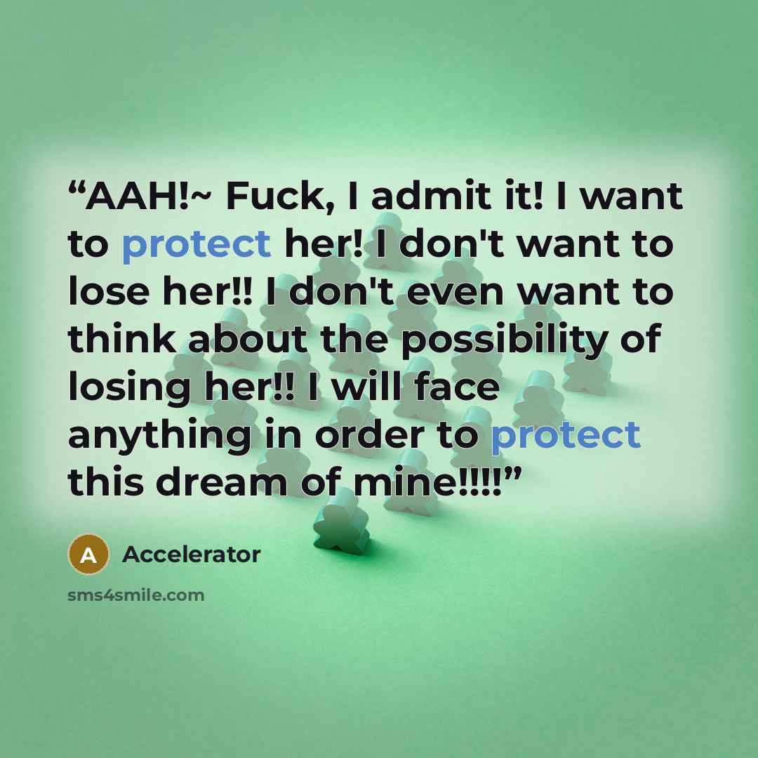 “AAH!~ Fuck, I admit it! I want to protect her! I don't want to lose her!! I don't even want to think about the possibility of losing her!! I will face anything in order to protect this dream of mine!!!!” quote by Accelerator