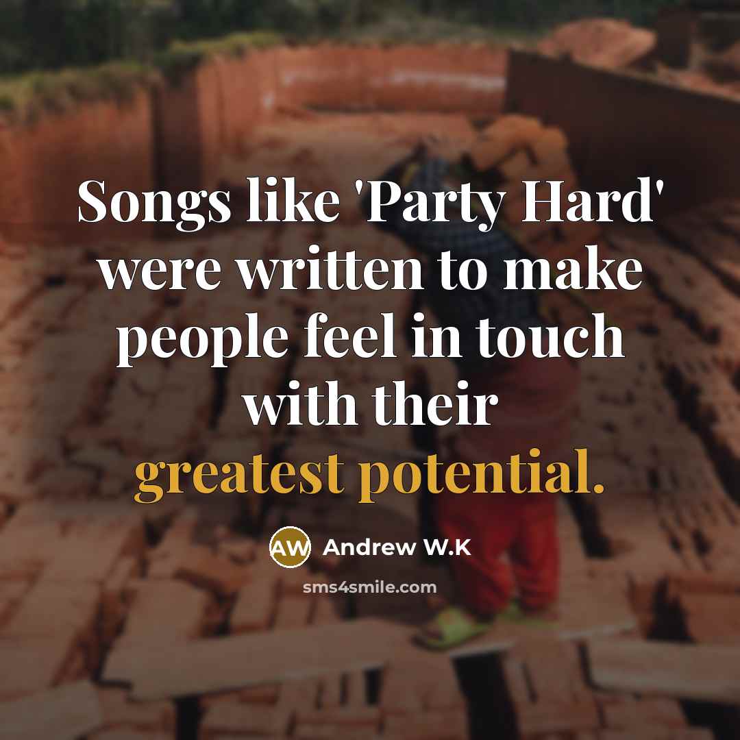 “Songs like 'Party Hard' were written to make people feel…” quote by Andrew W.K