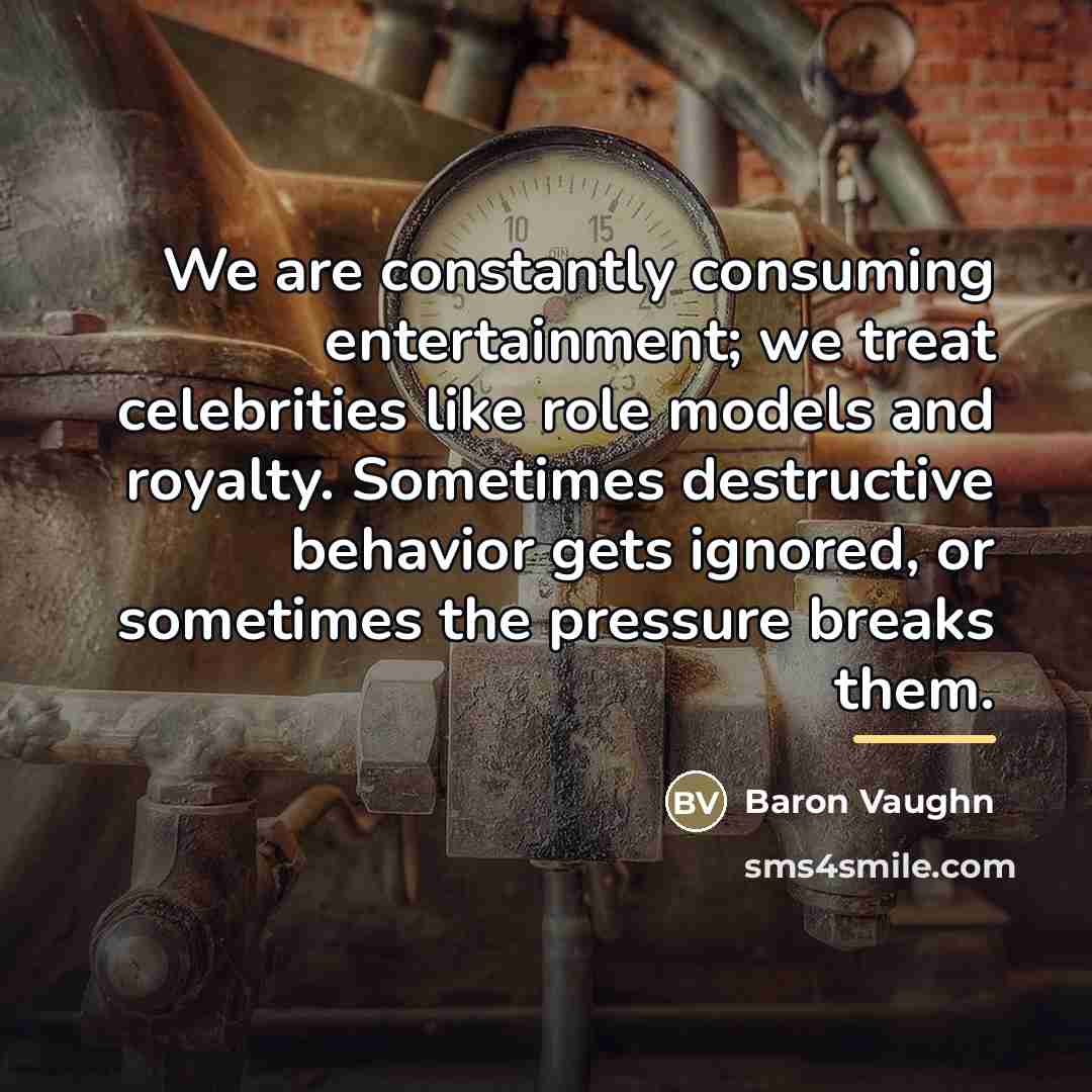 “We are constantly consuming entertainment; we treat celebrities like role…” quote by Baron Vaughn
