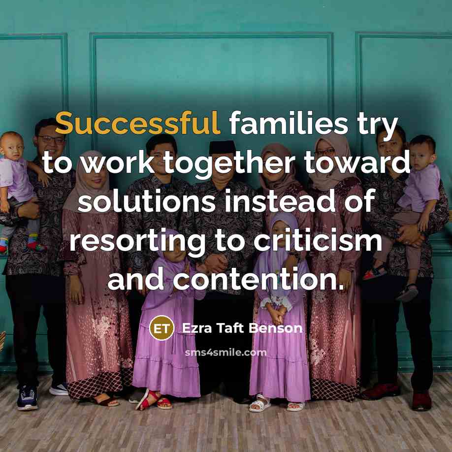“Successful families try to work together toward solutions instead of…” quote by Ezra Taft Benson