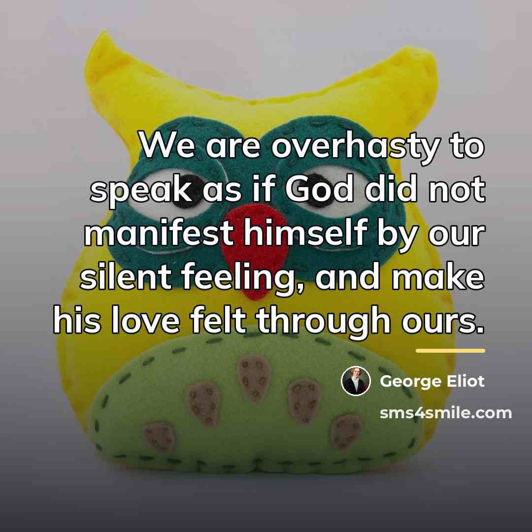 “We are overhasty to speak as if God did not…” quote by George Eliot