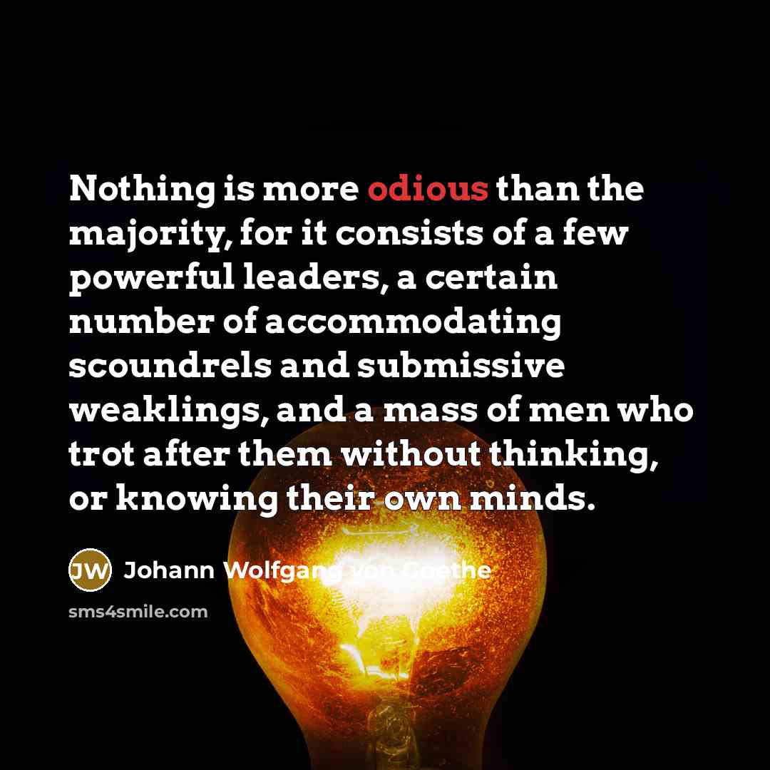 “Nothing is more odious than the majority, for it consists…” quote by Johann Wolfgang von Goethe