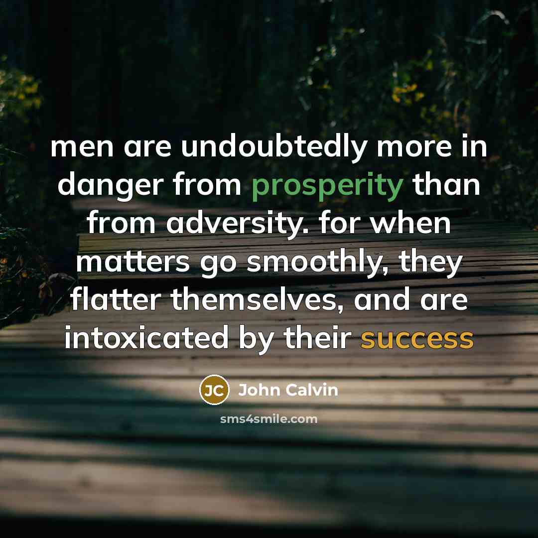 “men are undoubtedly more in danger from prosperity than from…” quote by John Calvin