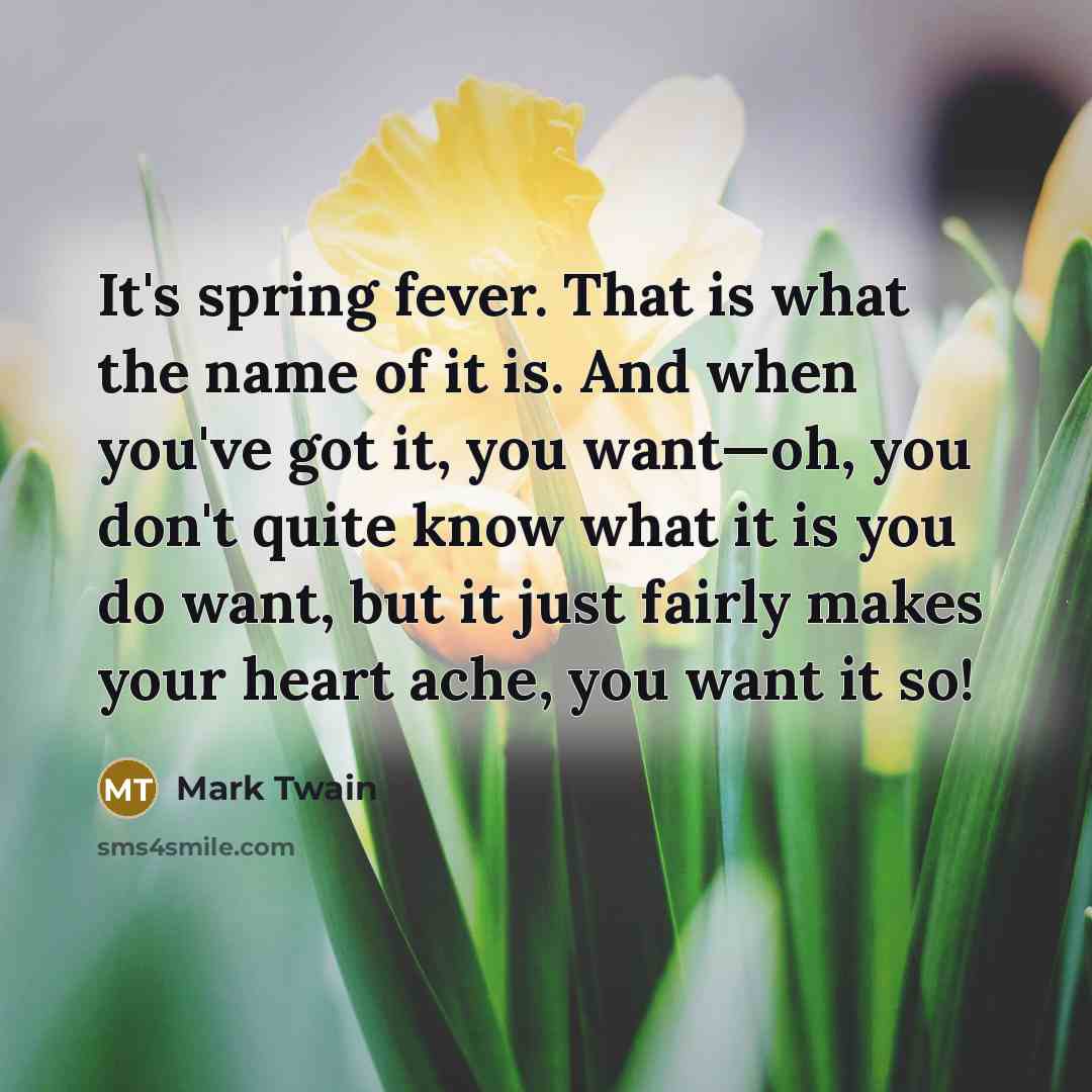 “It's spring fever. That is what the name of it…” quote by Mark Twain