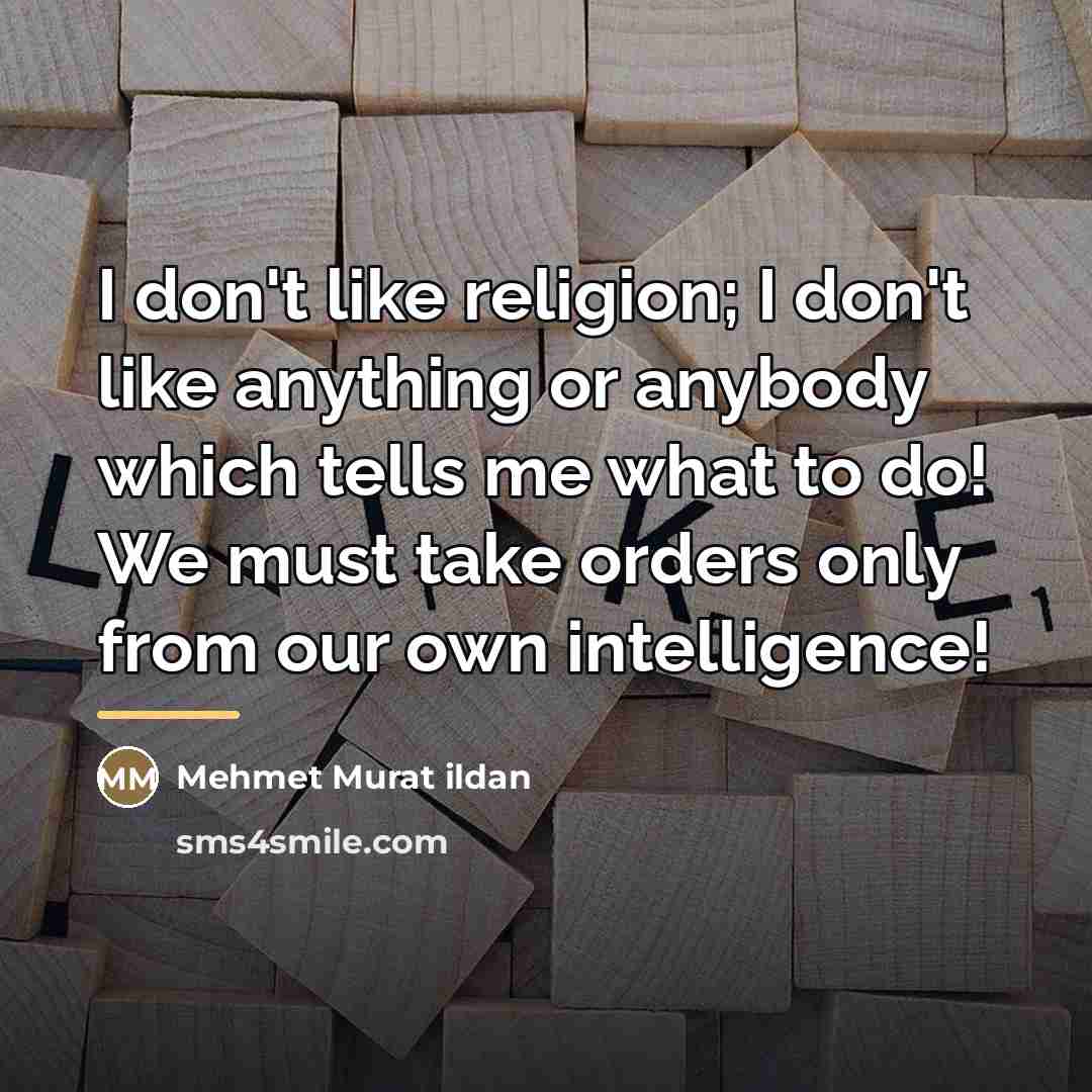 “I don't like religion; I don't like anything or anybody…” quote by Mehmet Murat Ildan