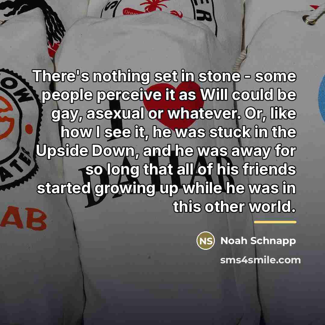 “There's nothing set in stone - some people perceive it…” quote by Noah Schnapp