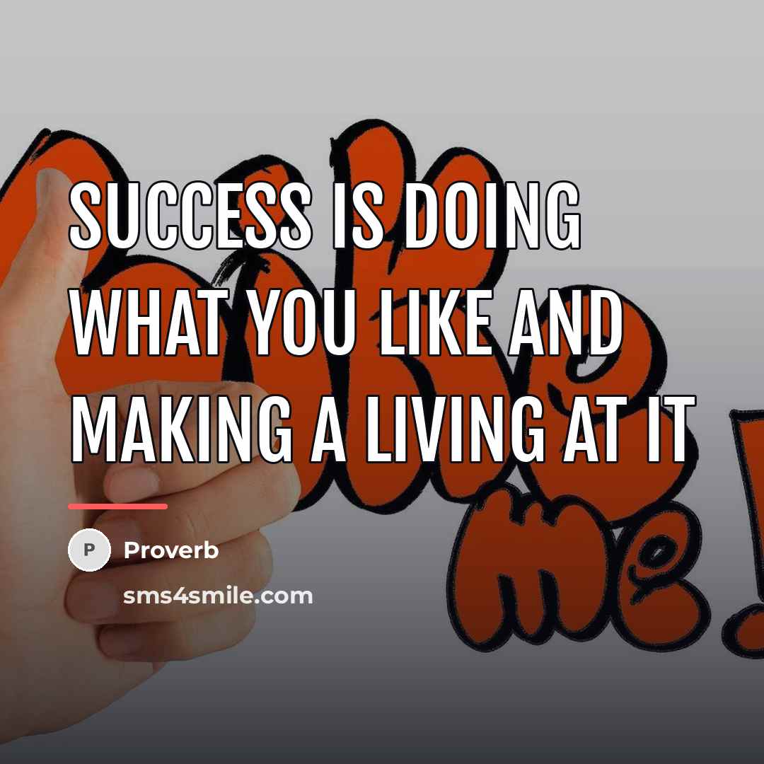 “Success is doing what you like and making a living…” quote by Proverb