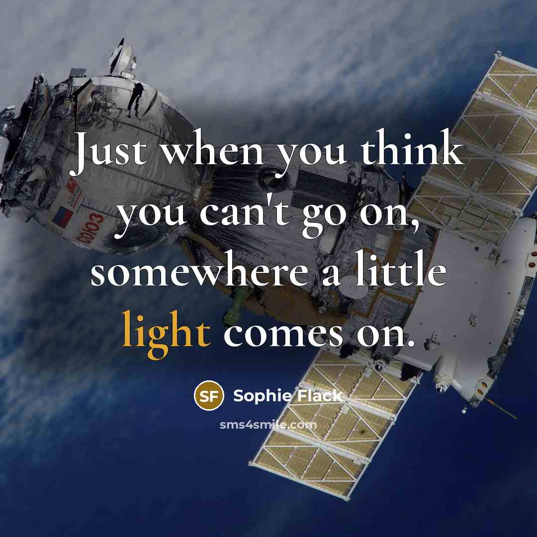 “Just when you think you can't go on, somewhere a…” quote by Sophie Flack