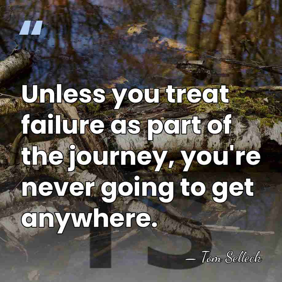 Unless you treat failure as part of the journey, you're never going&hellip; - Tom Selleck