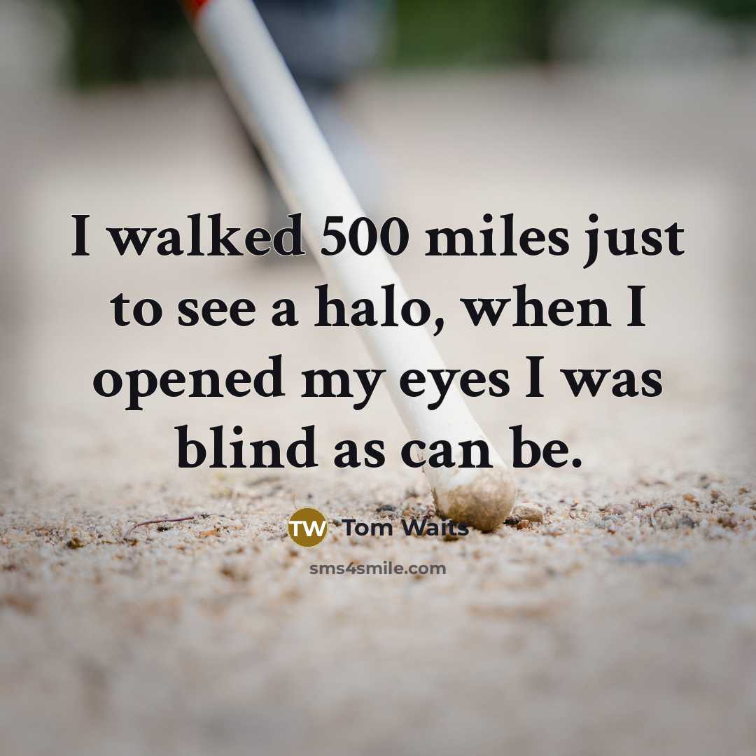 “I walked 500 miles just to see a halo, when…” quote by Tom Waits
