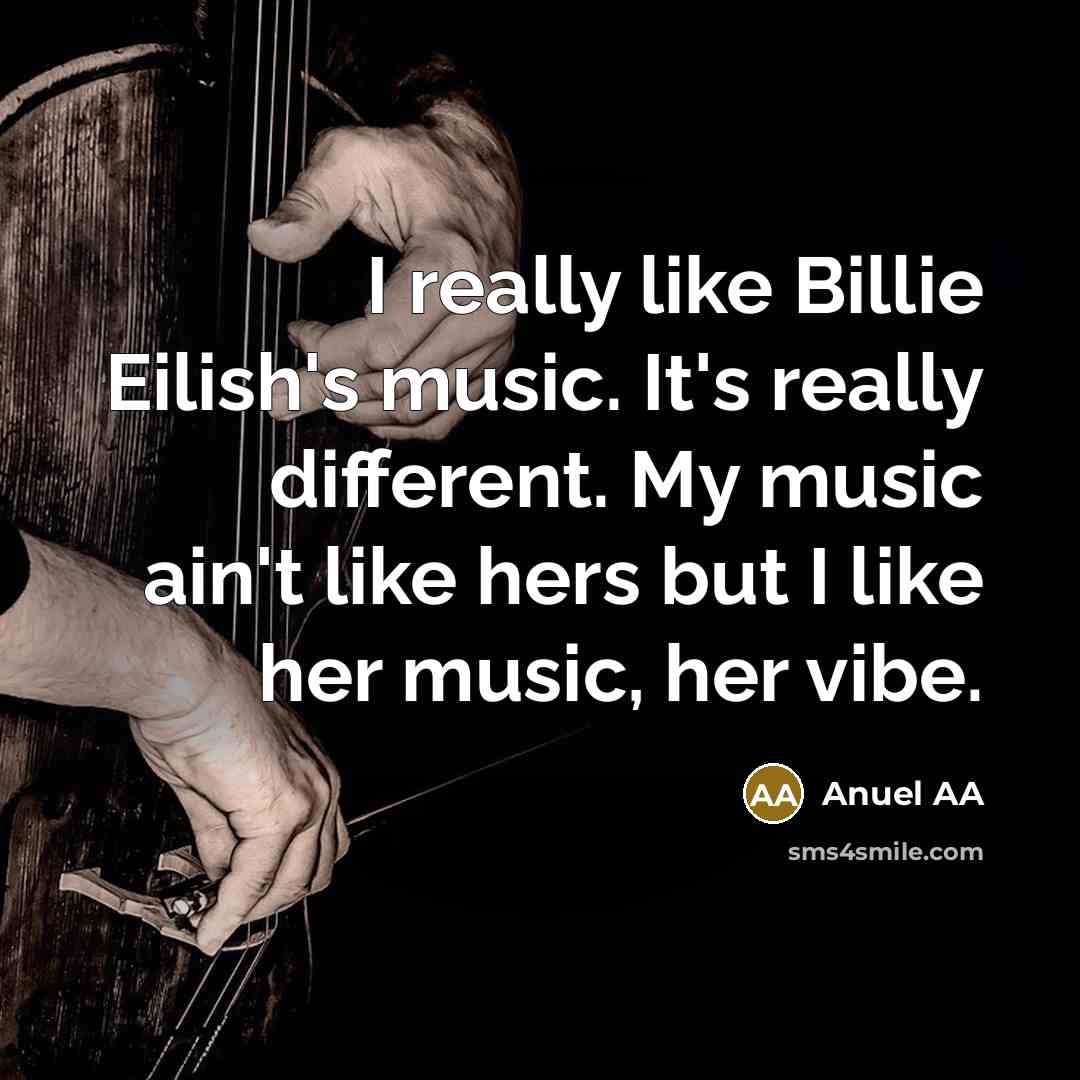“I really like Billie Eilish's music. It's really different. My music ain't like hers but I like her music, her vibe.” quote by Anuel AA