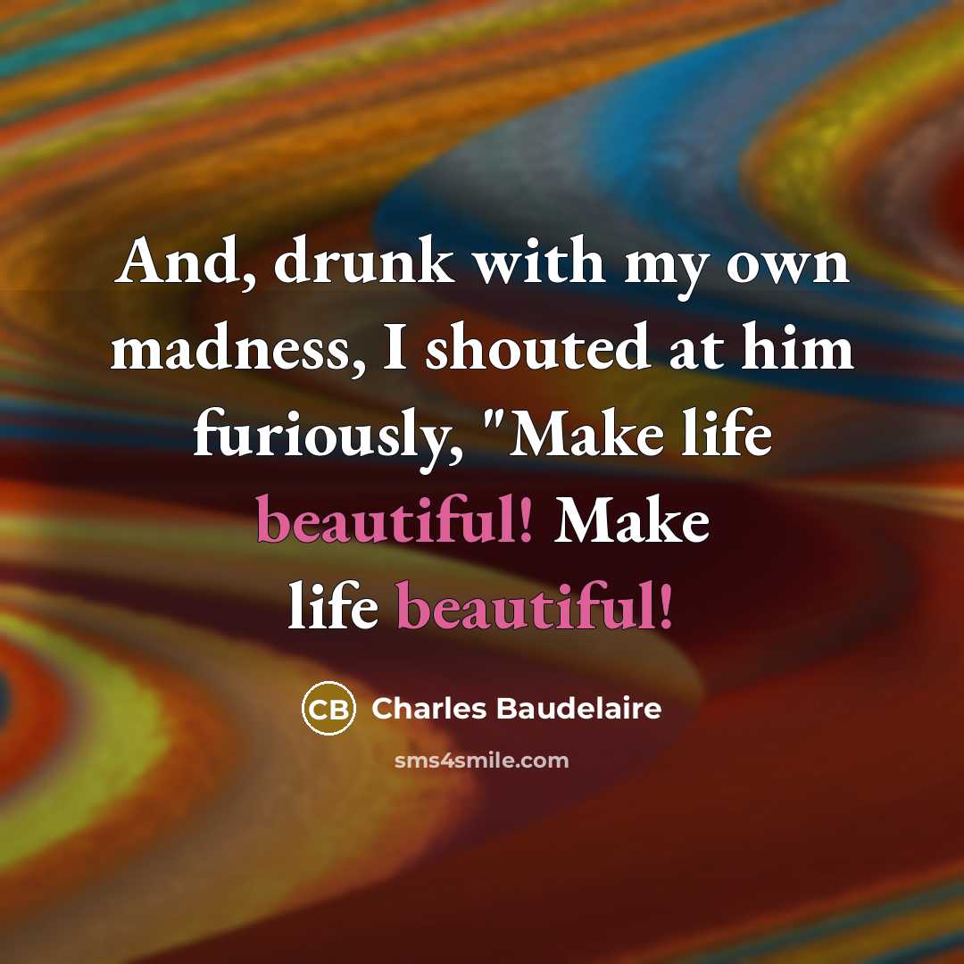 “And, drunk with my own madness, I shouted at him…” quote by Charles Baudelaire