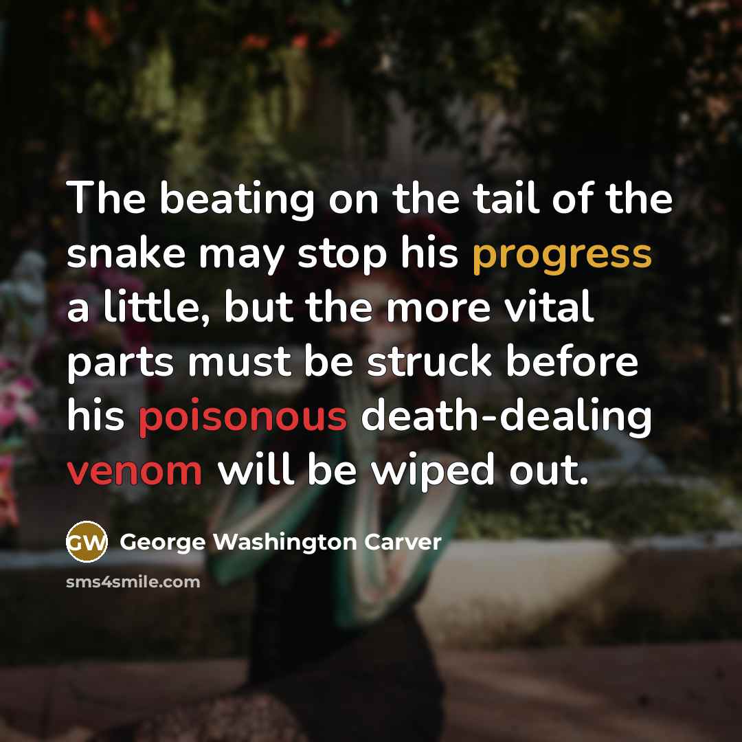 “The beating on the tail of the snake may stop…” quote by George Washington Carver