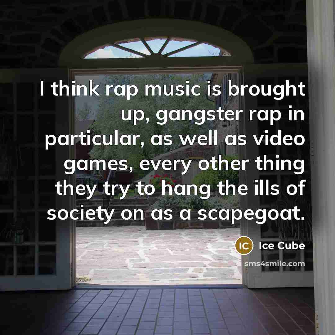 “I think rap music is brought up, gangster rap in…” quote by Ice Cube