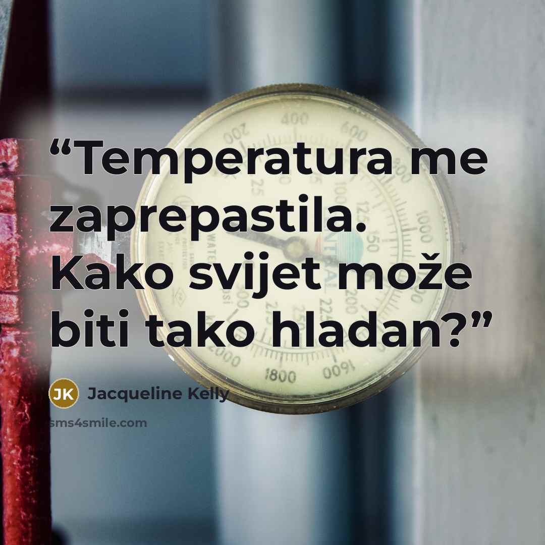 “Temperatura me zaprepastila. Kako svijet može biti tako hladan?” quote by Jacqueline Kelly