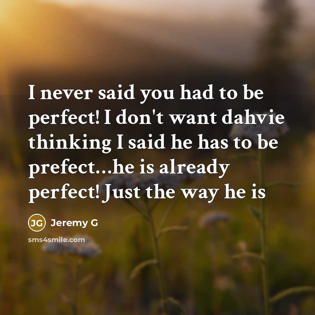 “I never said you had to be perfect! I don't want dahvie thinking I said he has to be prefect…he is already perfect! Just the way he is” quote by Jeremy G