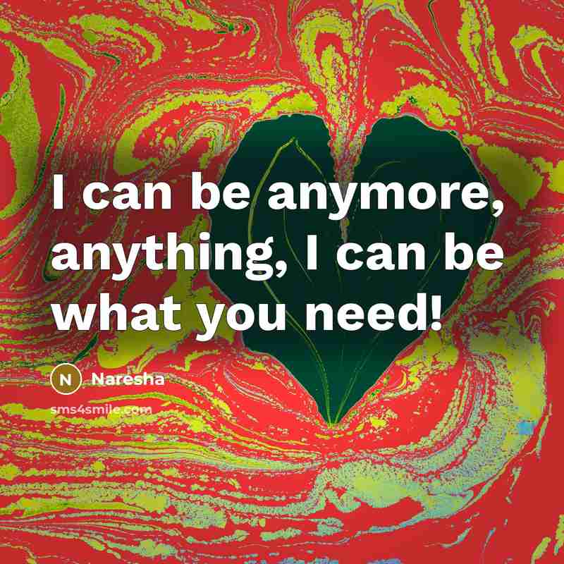 “I can be anymore, anything, I can be what you…” quote by Naresha
