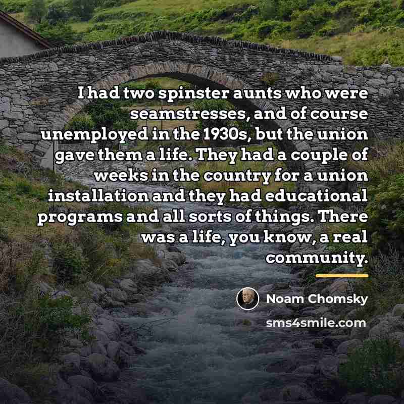 “I had two spinster aunts who were seamstresses, and of…” quote by Noam Chomsky