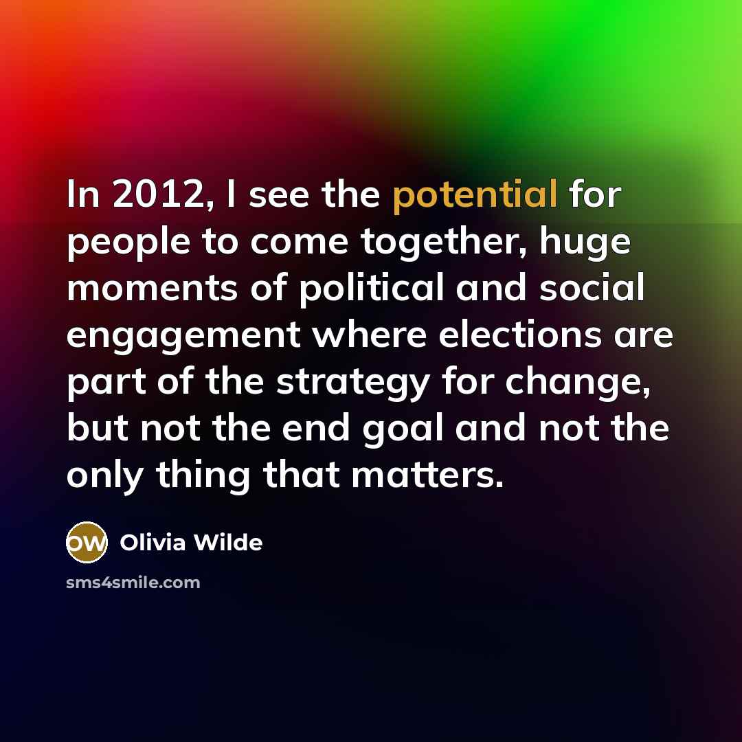 “In 2012, I see the potential for people to come…” quote by Olivia Wilde