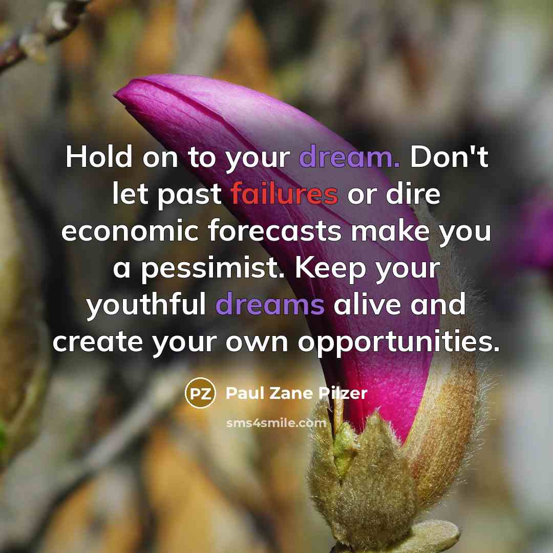 “Hold on to your dream. Don't let past failures or…” quote by Paul Zane Pilzer