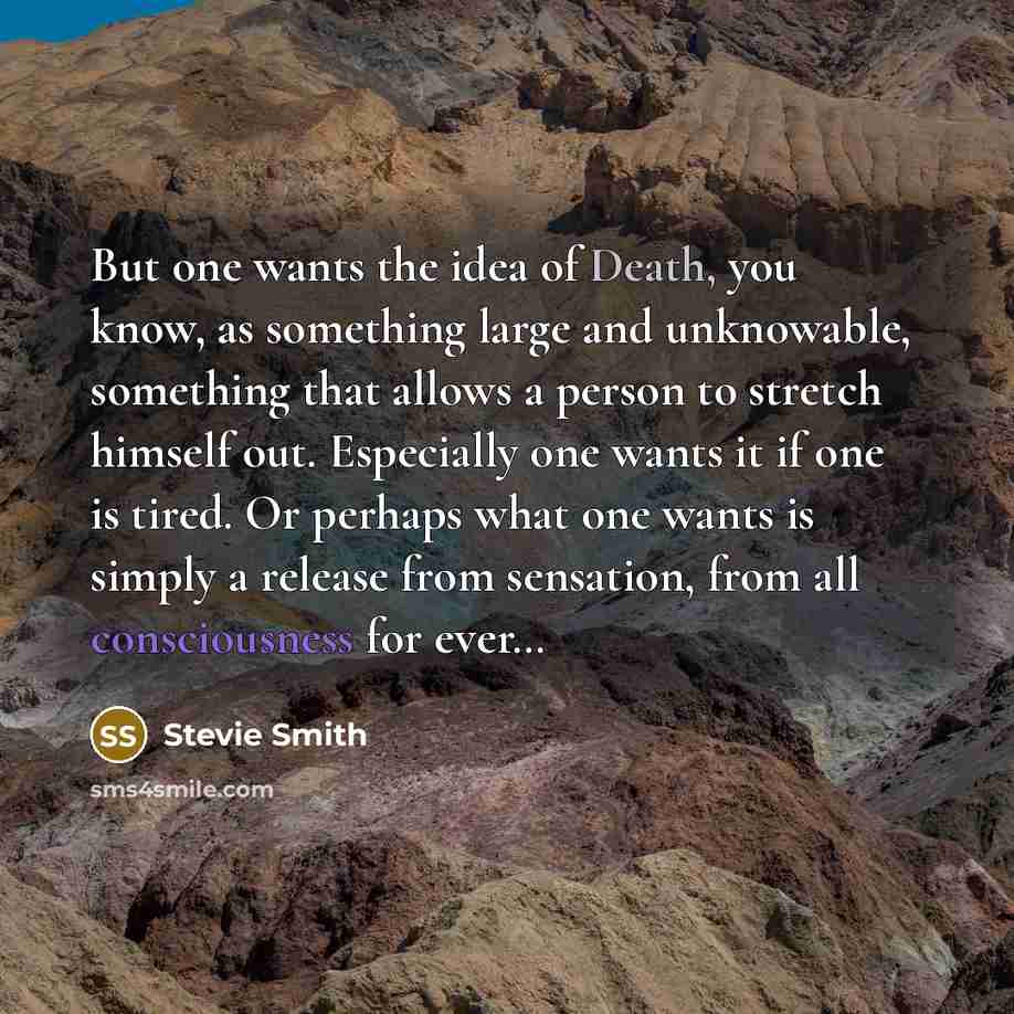 “But one wants the idea of Death, you know, as…” quote by Stevie Smith