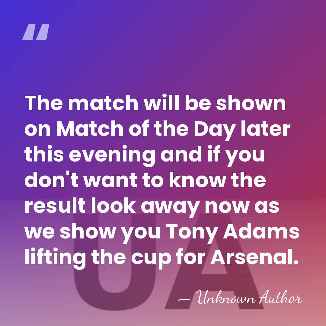 The match will be shown on Match of the Day later this&hellip; - Unknown Author