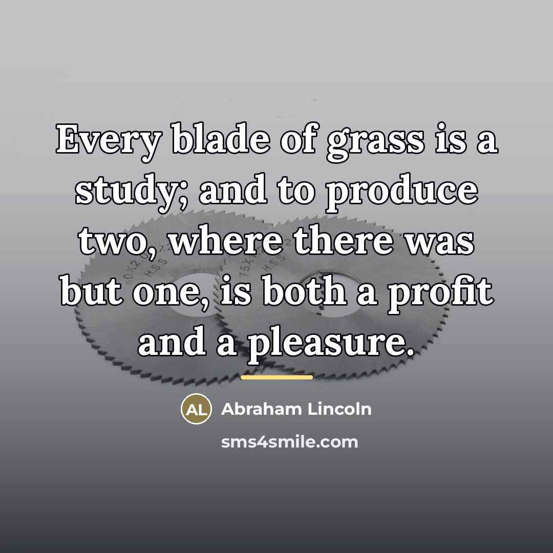 “Every blade of grass is a study; and to produce…” quote by Abraham Lincoln
