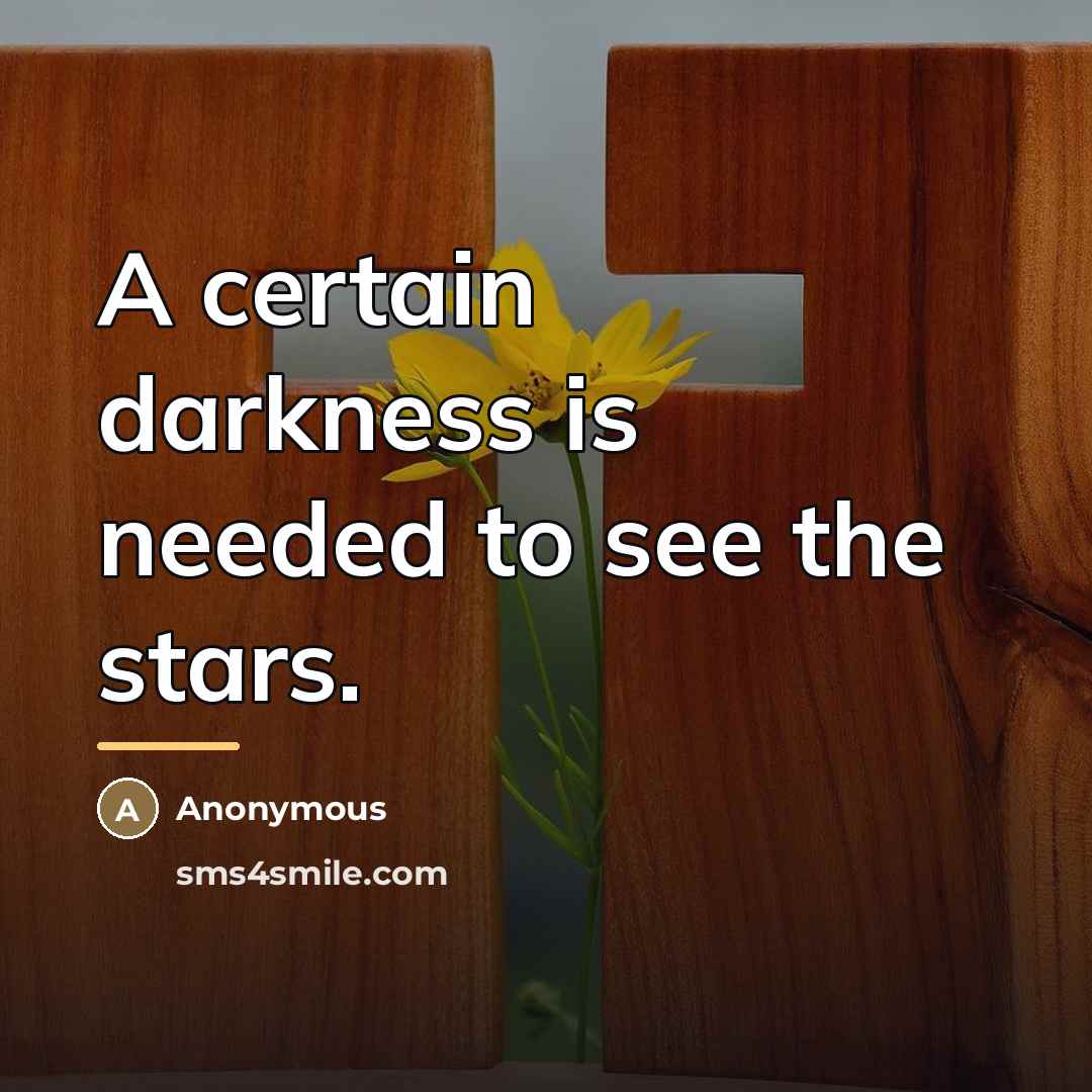 “A certain darkness is needed to see the stars.…” quote by Anonymous