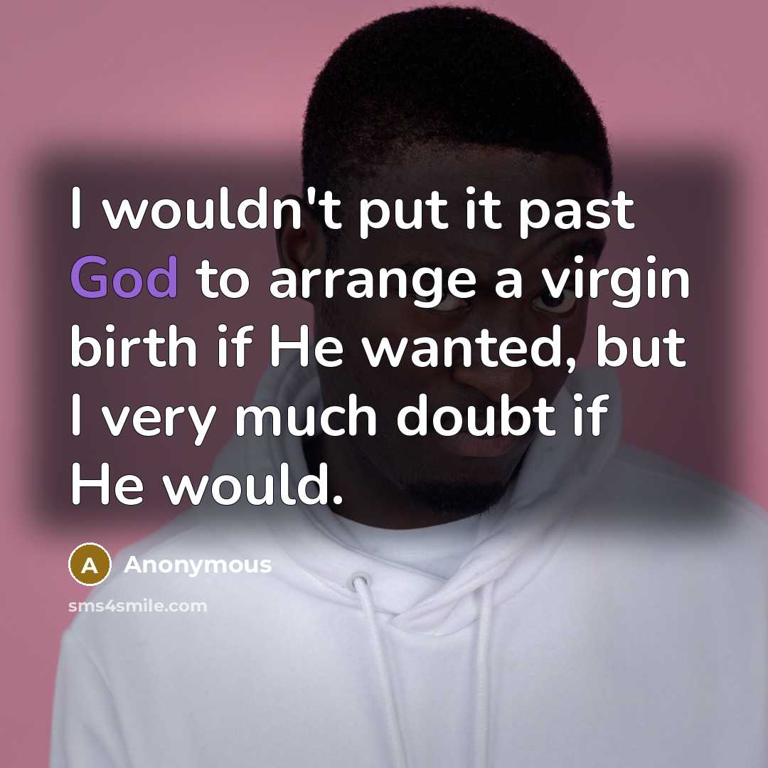 “I wouldn't put it past God to arrange a virgin…” quote by Anonymous